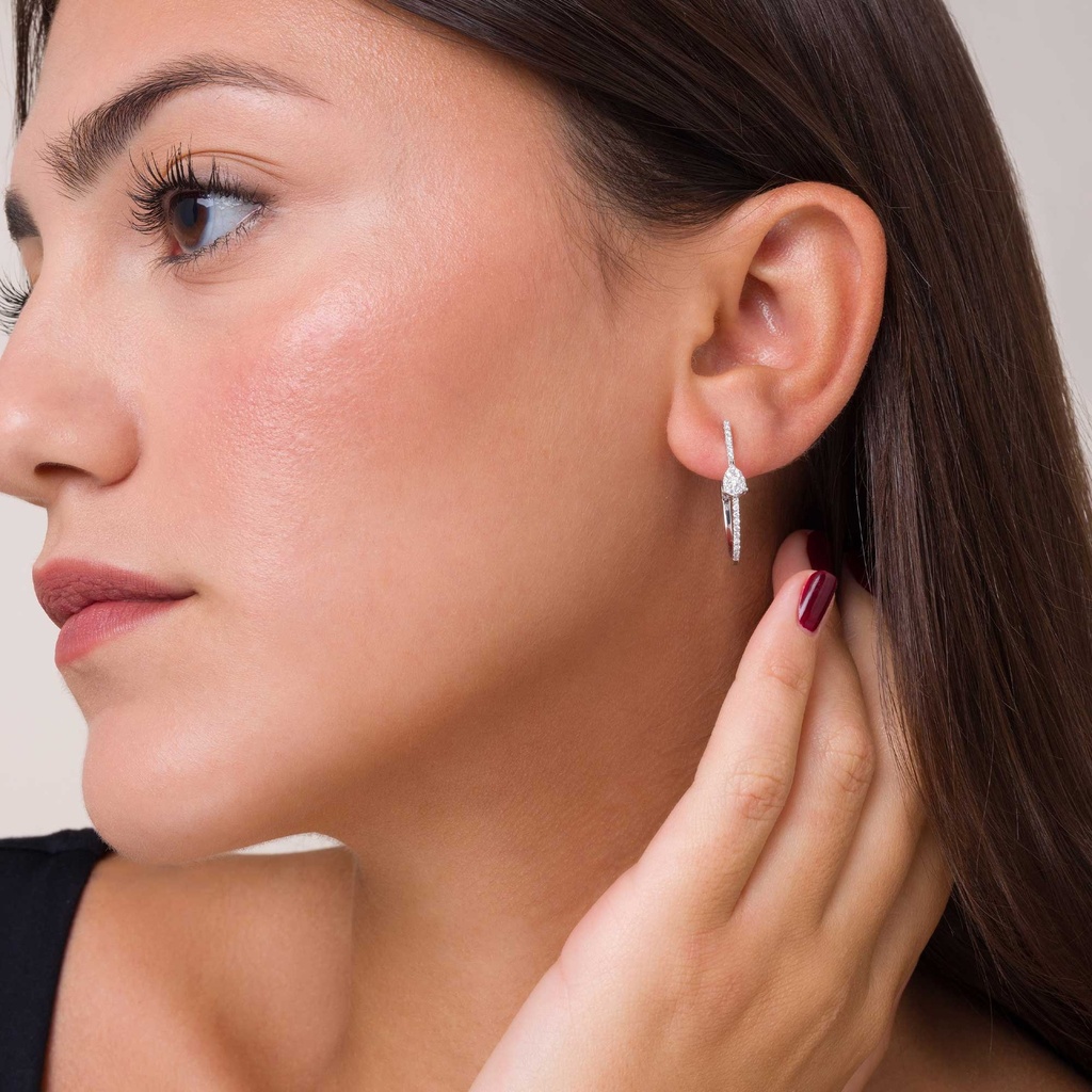 Pavé Hoop Earrings with Central Accent Diamond
