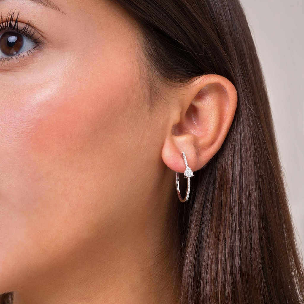 Pavé Hoop Earrings with Central Accent Diamond