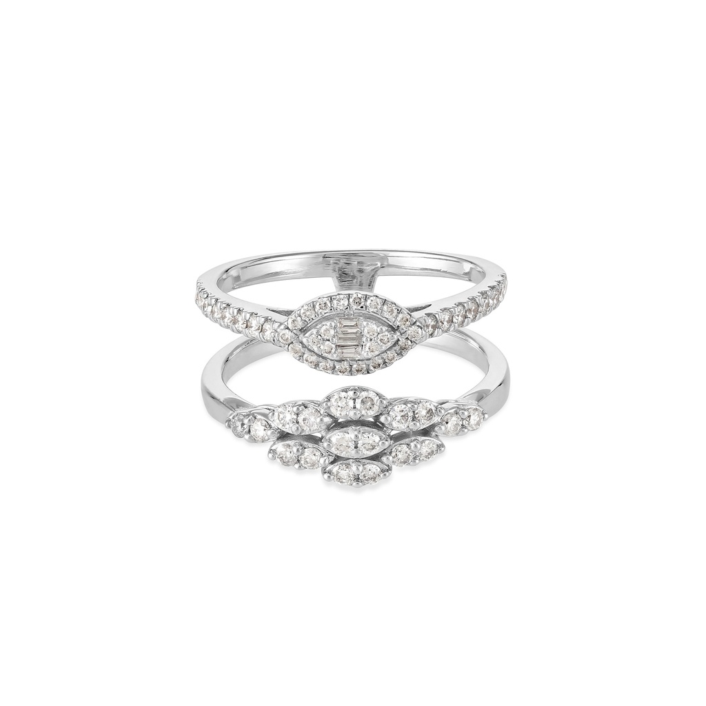 Marquise Shape Double Row Connected Diamond Ring