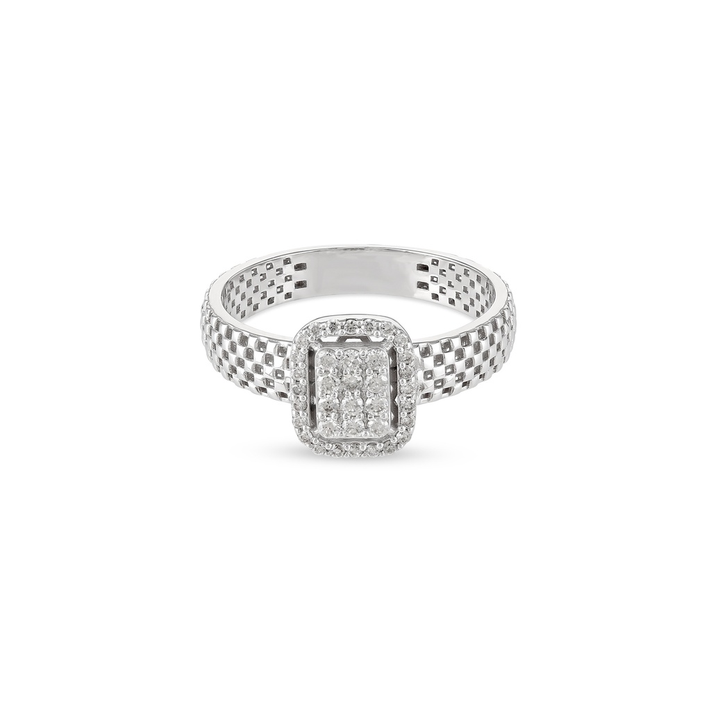 Grid Pavé Rectangle Diamond Ring 