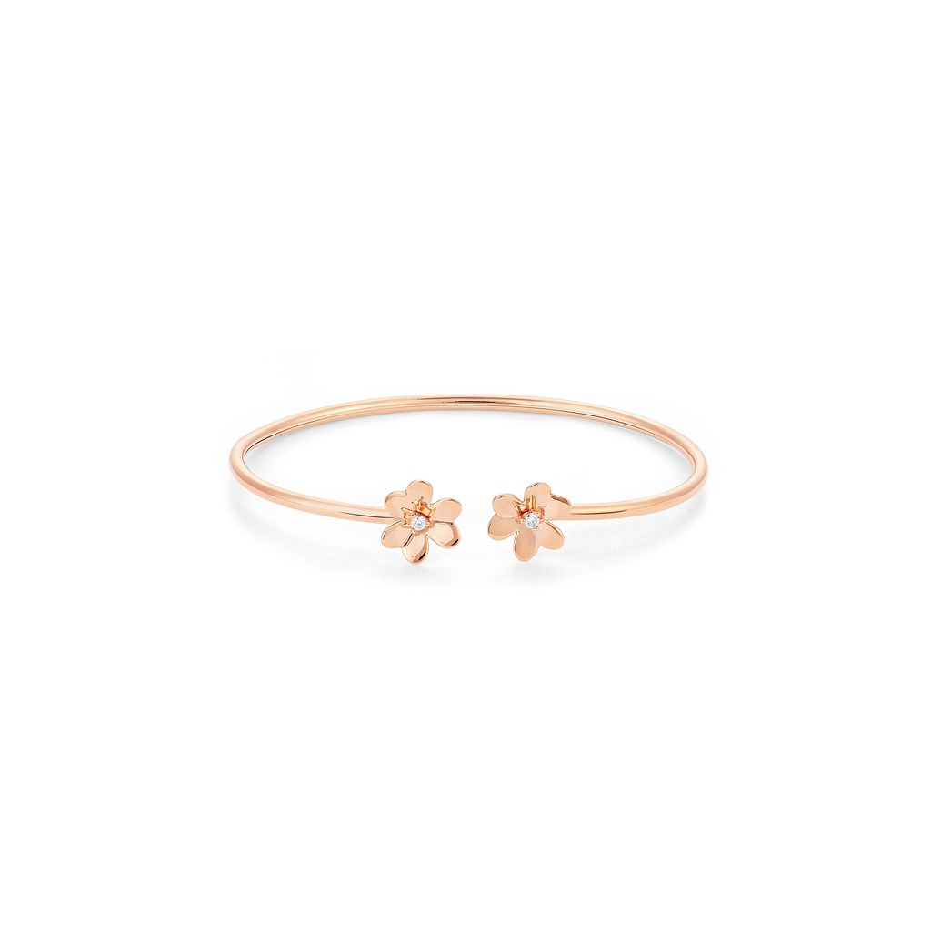 Flower Single Diamond Open Bangle 