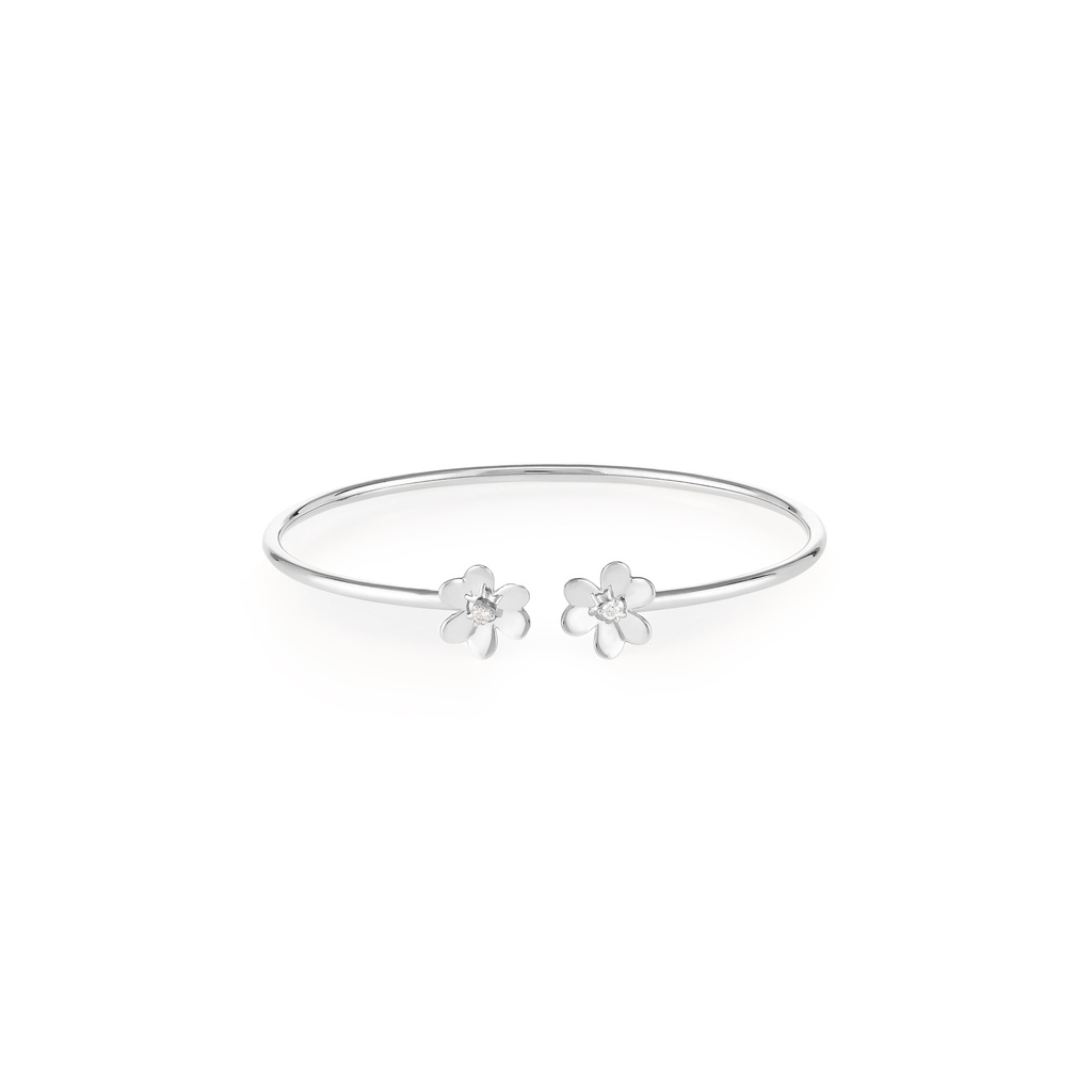 Flower Single Diamond Open Bangle