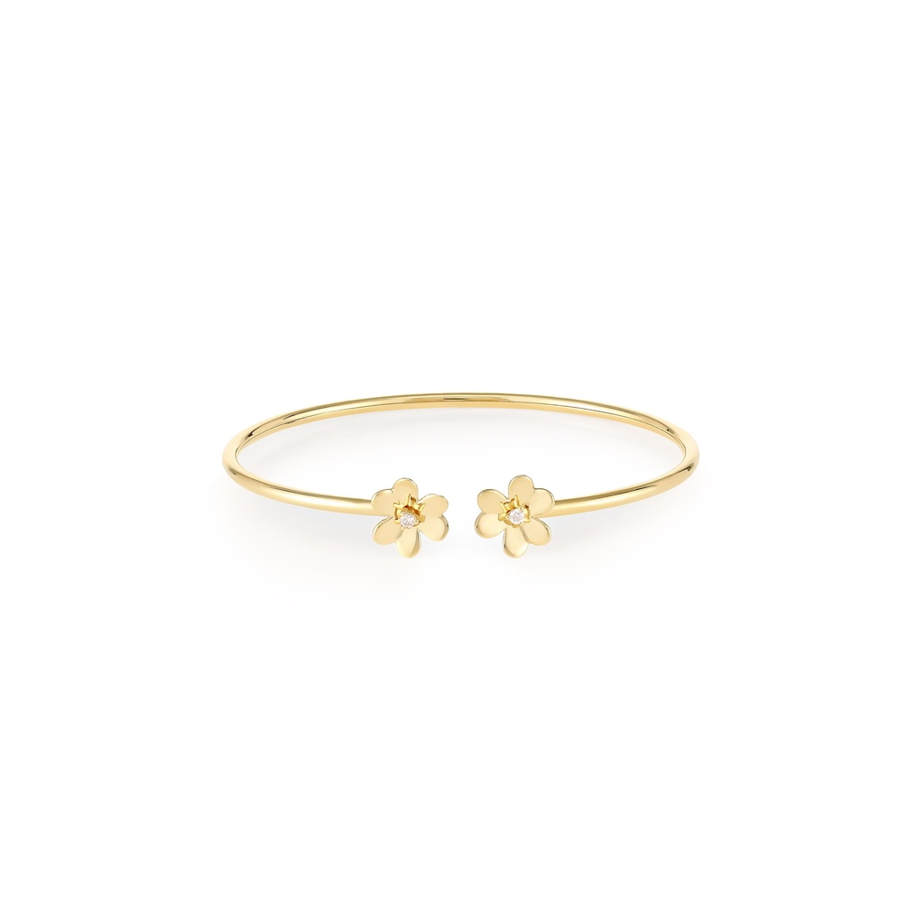 Flower Single Diamond Open Bangle