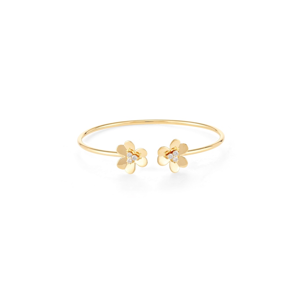 Flower Triple Diamond Open Bangle