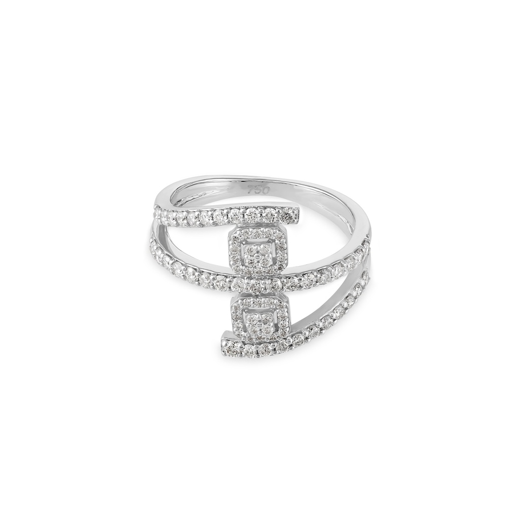 Square-Cut Diamond Bypass Ring