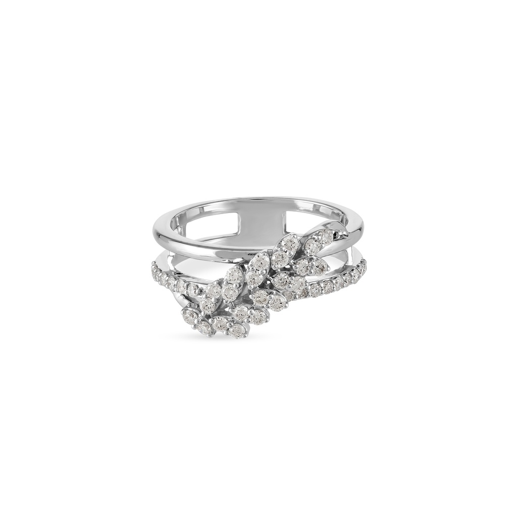 Twin Band Leaf Diamond Ring