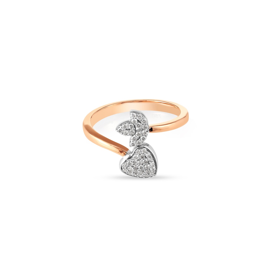 Twisty Heart Leaf Diamond Ring