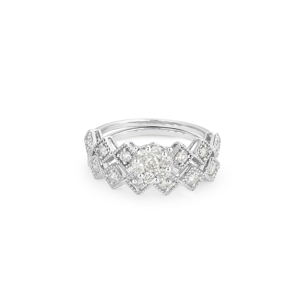 Separated Duo Band Diamond Engagement Ring