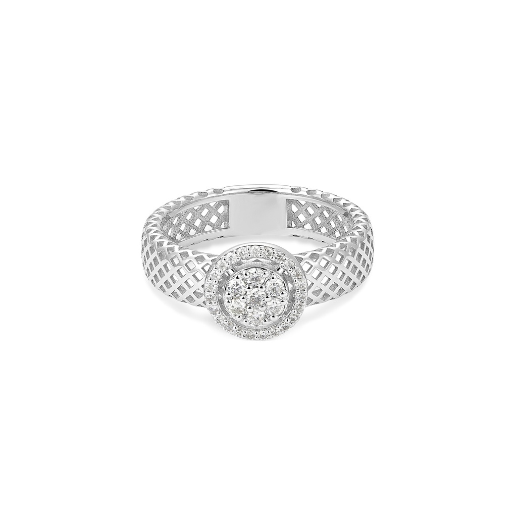 Lattice Band with Pavé Center Diamond Ring 