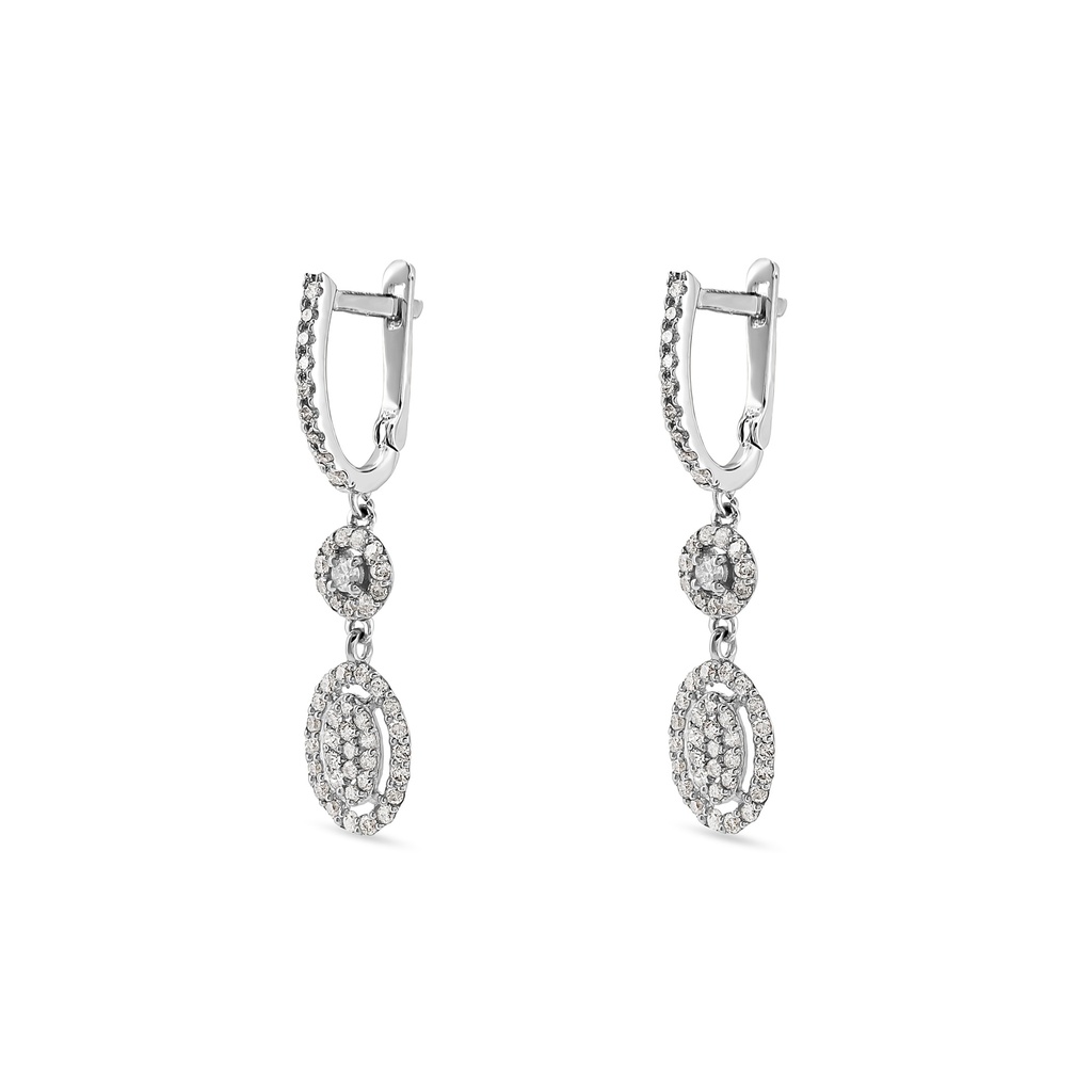 Round and Oval Cut Diamond Dangle Earrings