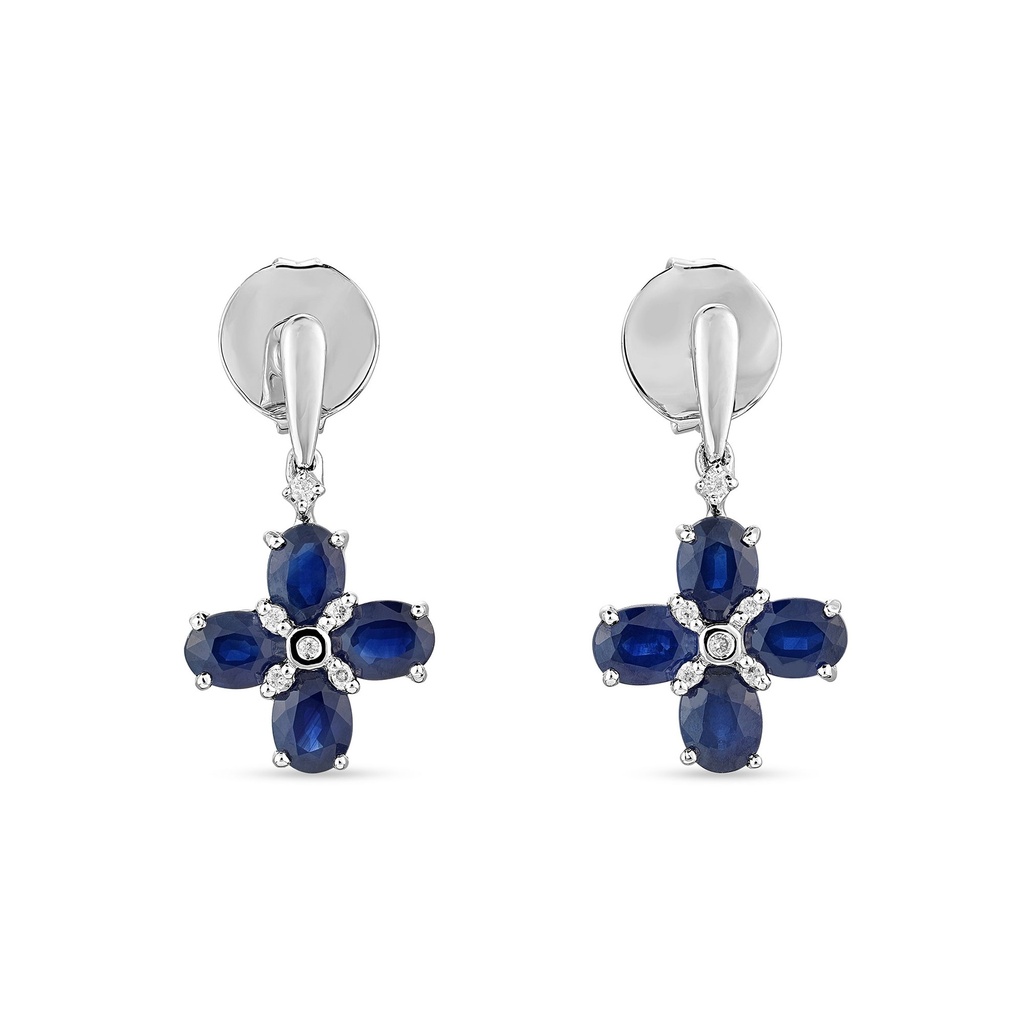 Blue Sapphire Diamond Drop Earrings