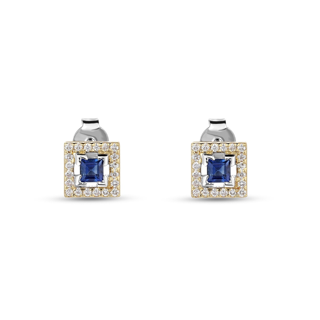 Luxe Sapphire Square Diamond Stud Earrings