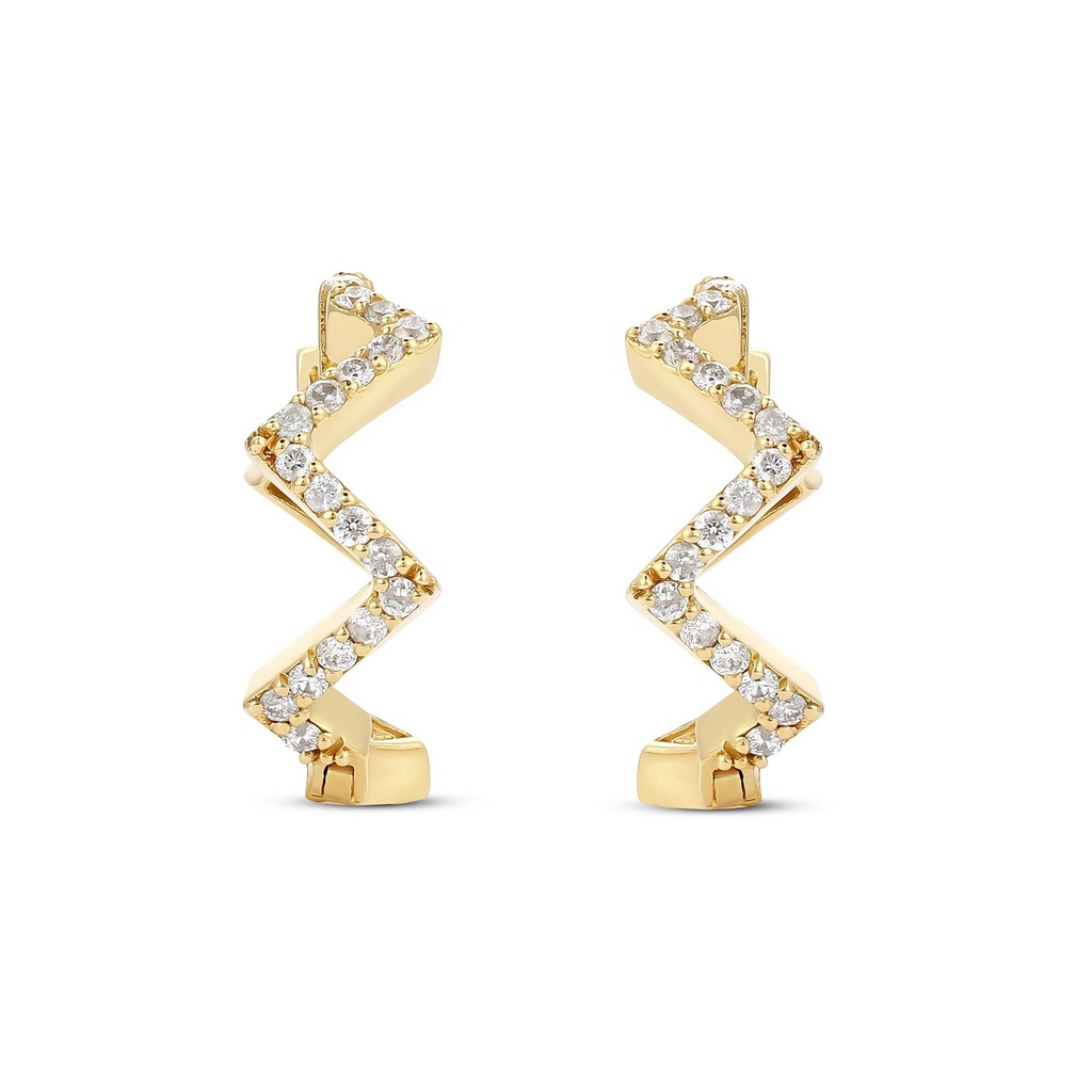 Zigzag Diamond Hoops Earrings
