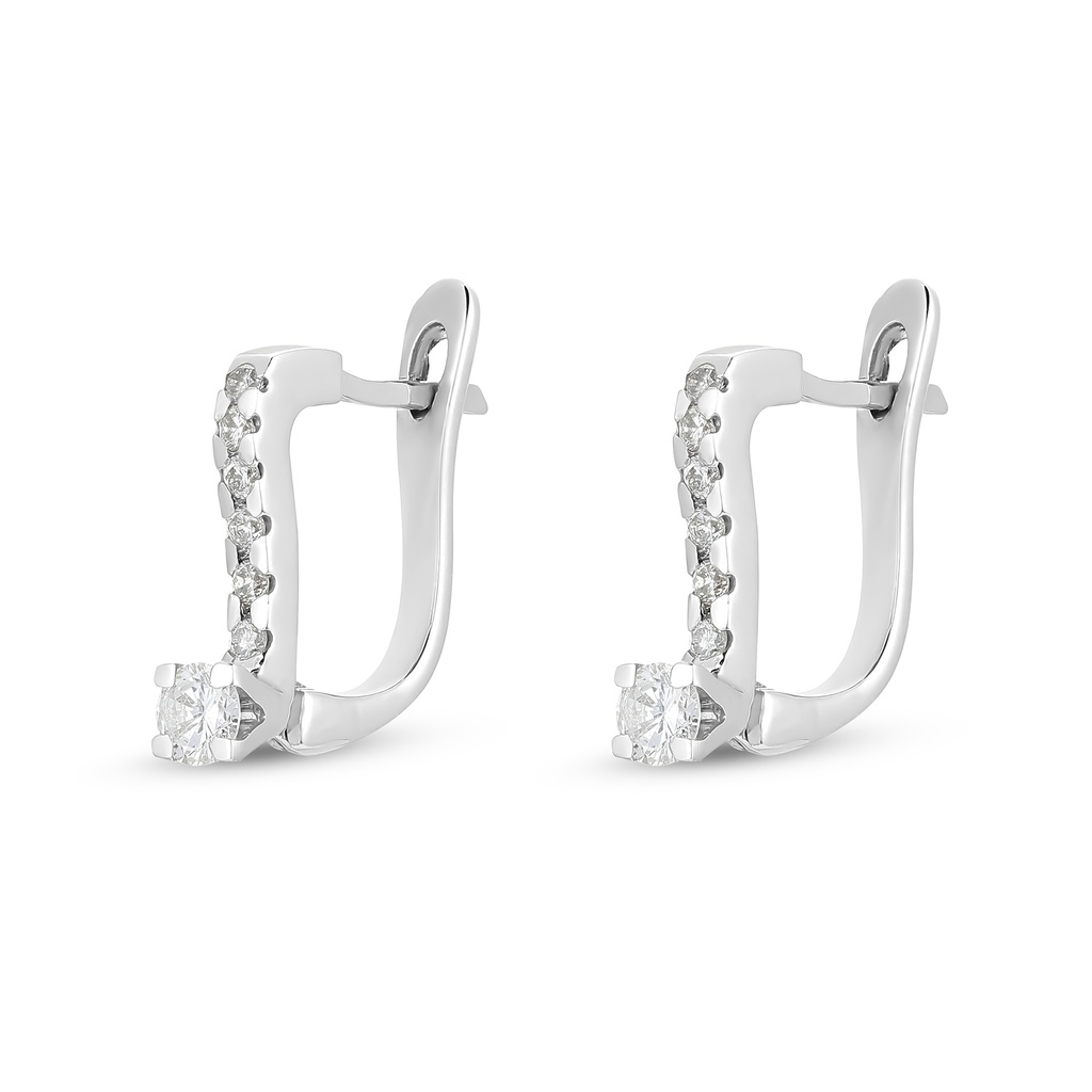 Solitaire Stone Accented Diamond Hoop Earrings