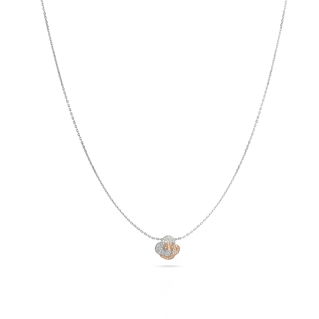 Interlocking Flower Diamond Pendant Necklace 