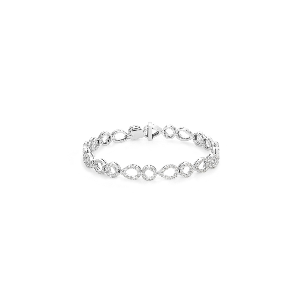 Circle Pear Diamond Linked Bracelet