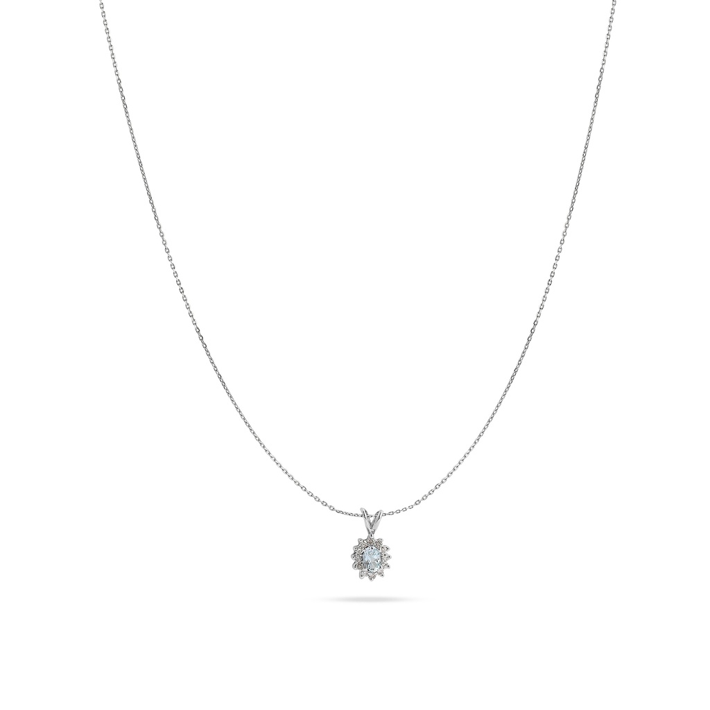 Blue Topaz Diamond Pendant Necklace