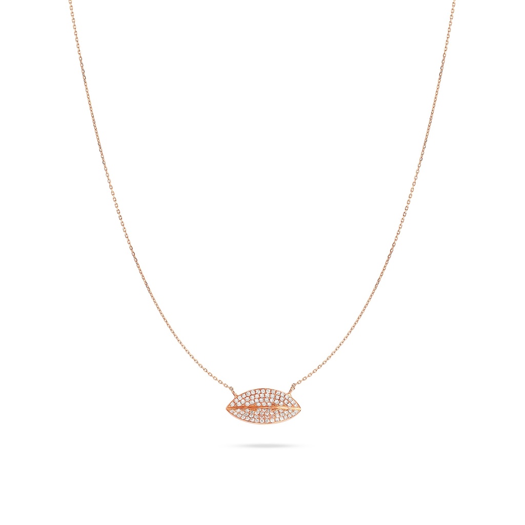 Pave Leaf Diamond Pendant Necklace 