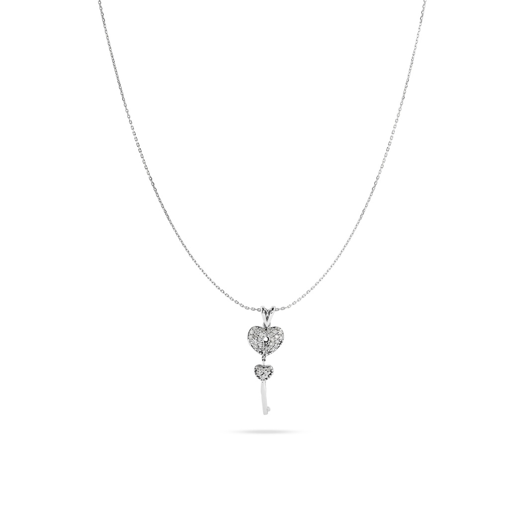 Heart Key Diamond Pendant Necklace