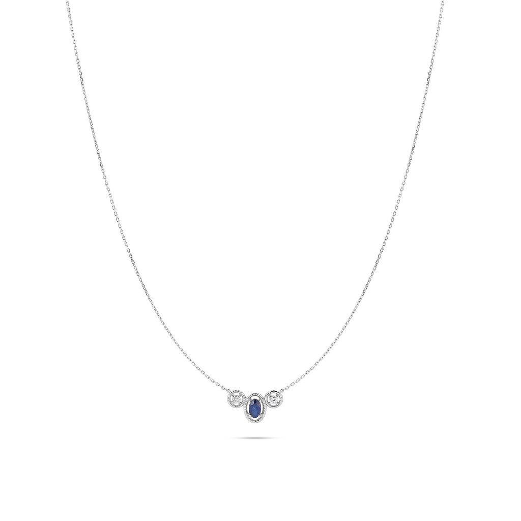 Oval Sapphire and Diamond Necklace