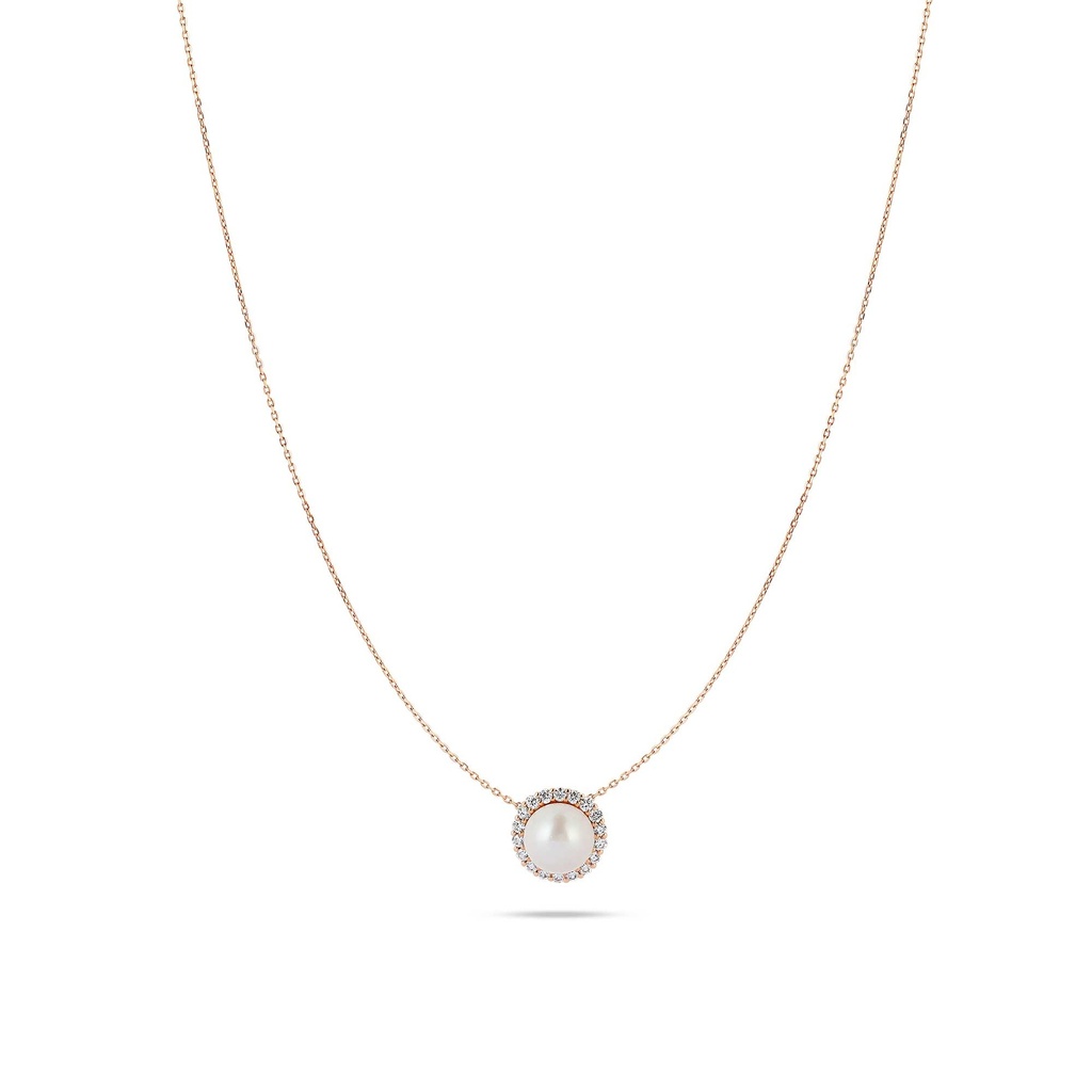 Pearl Diamond Pendant Necklace