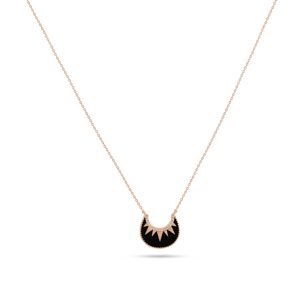 Enamel Sunburst Diamond Pendant Necklace