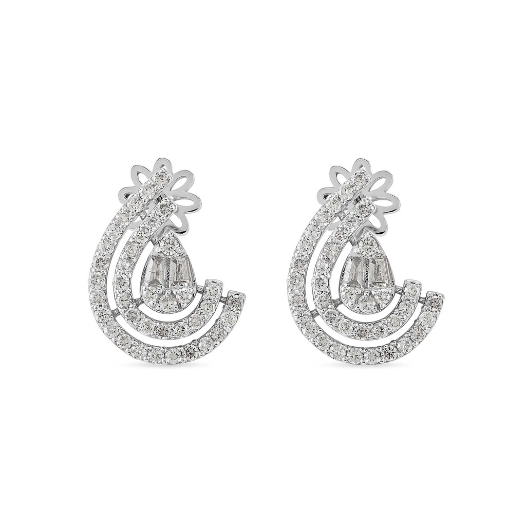 Curved Pear-Shaped Diamond Stud Earrings