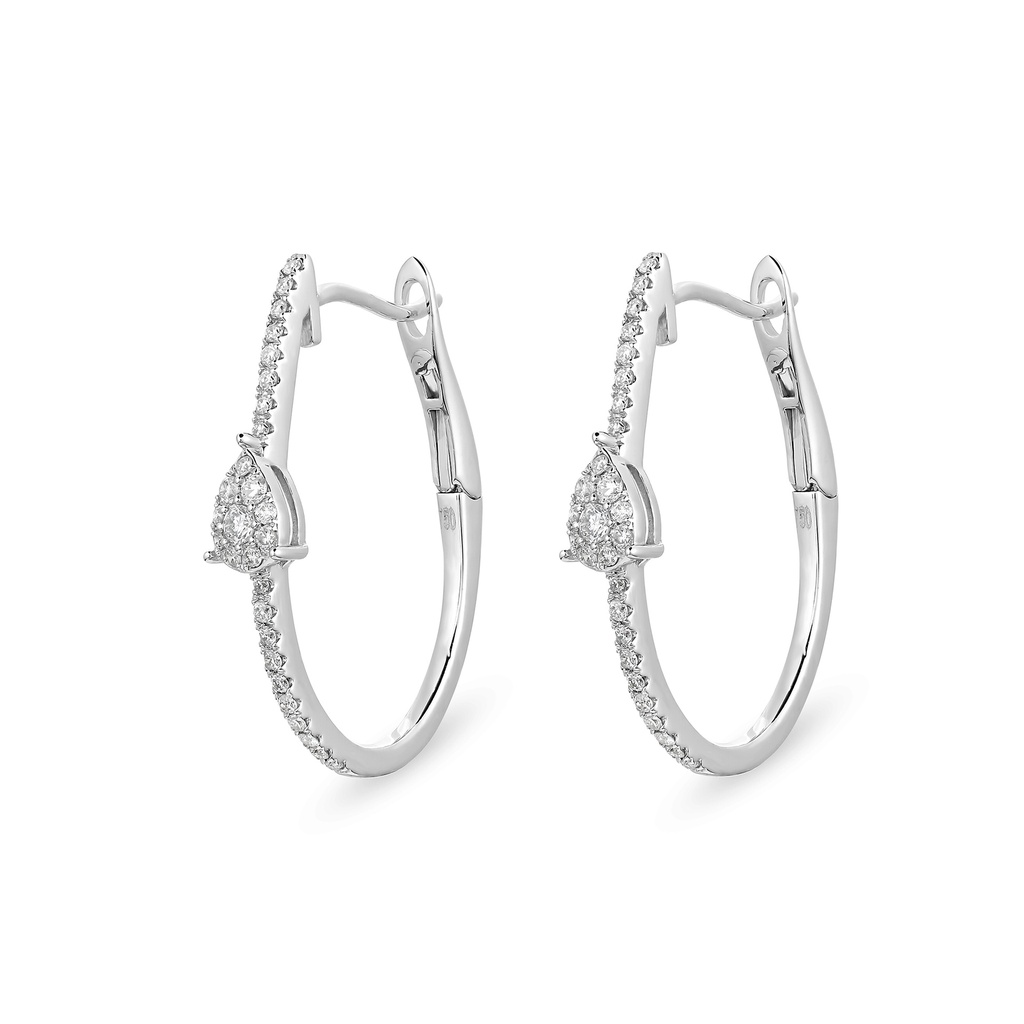 Central Accent Diamond Hoop Earrings