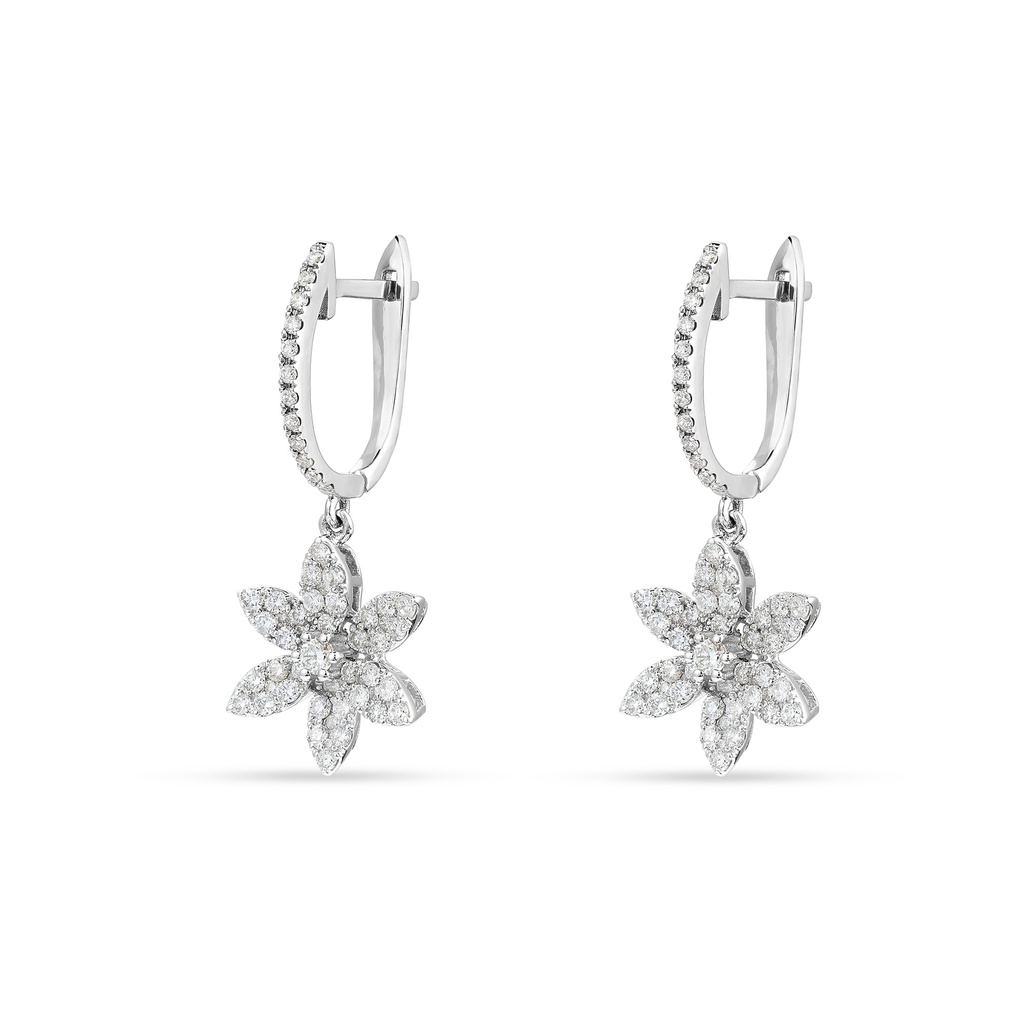Blooming Flower Diamond Dangle Earrings
