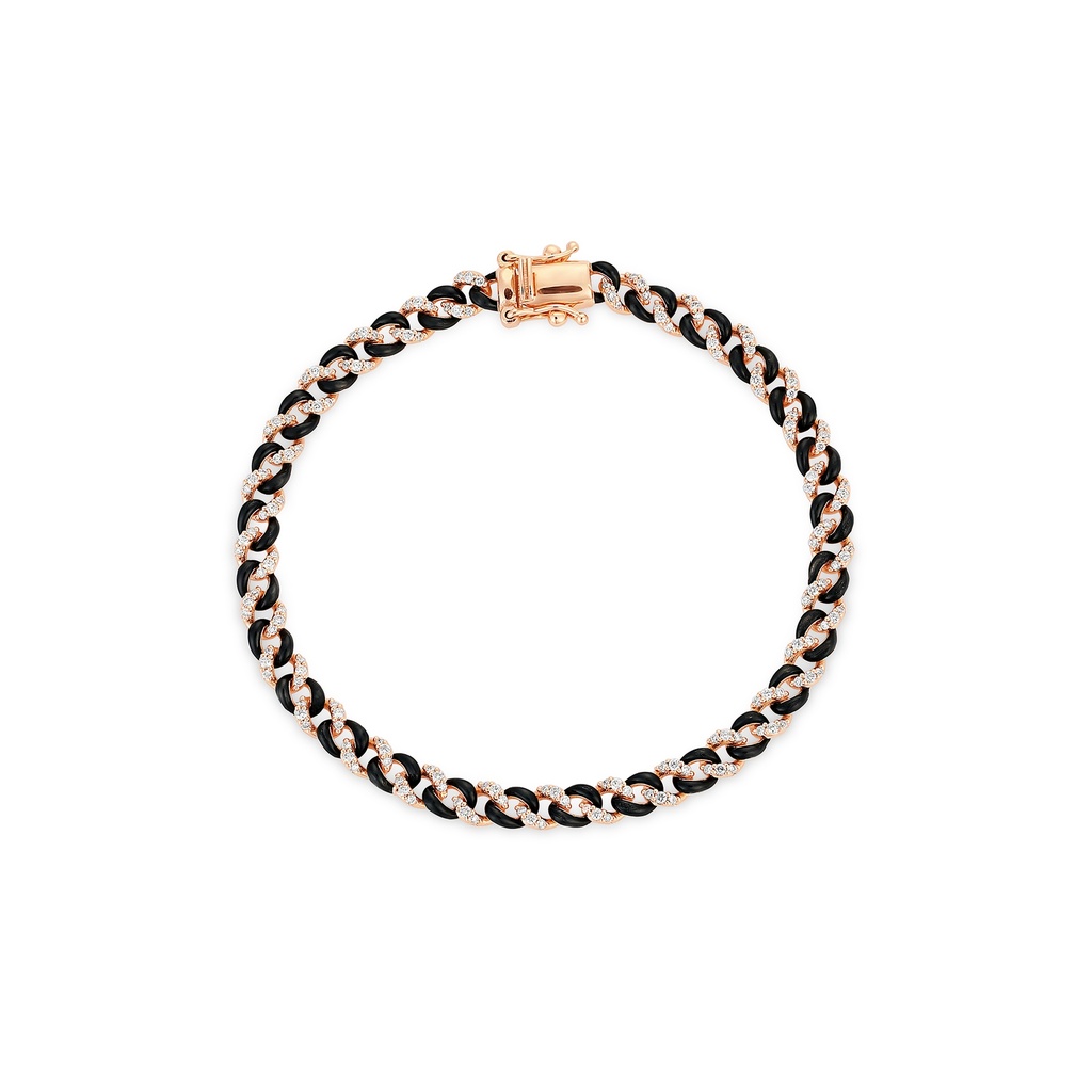 Black Enamel Diamond Linked Bracelet