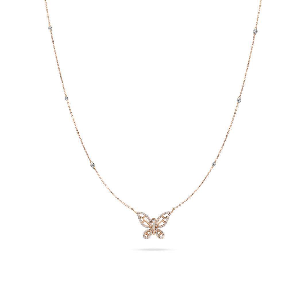 Gold Butterfly Diamond Necklace