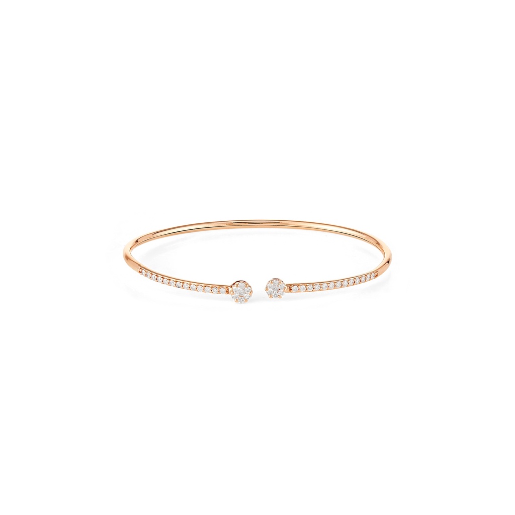Small Twin Round Diamond Open Bangle