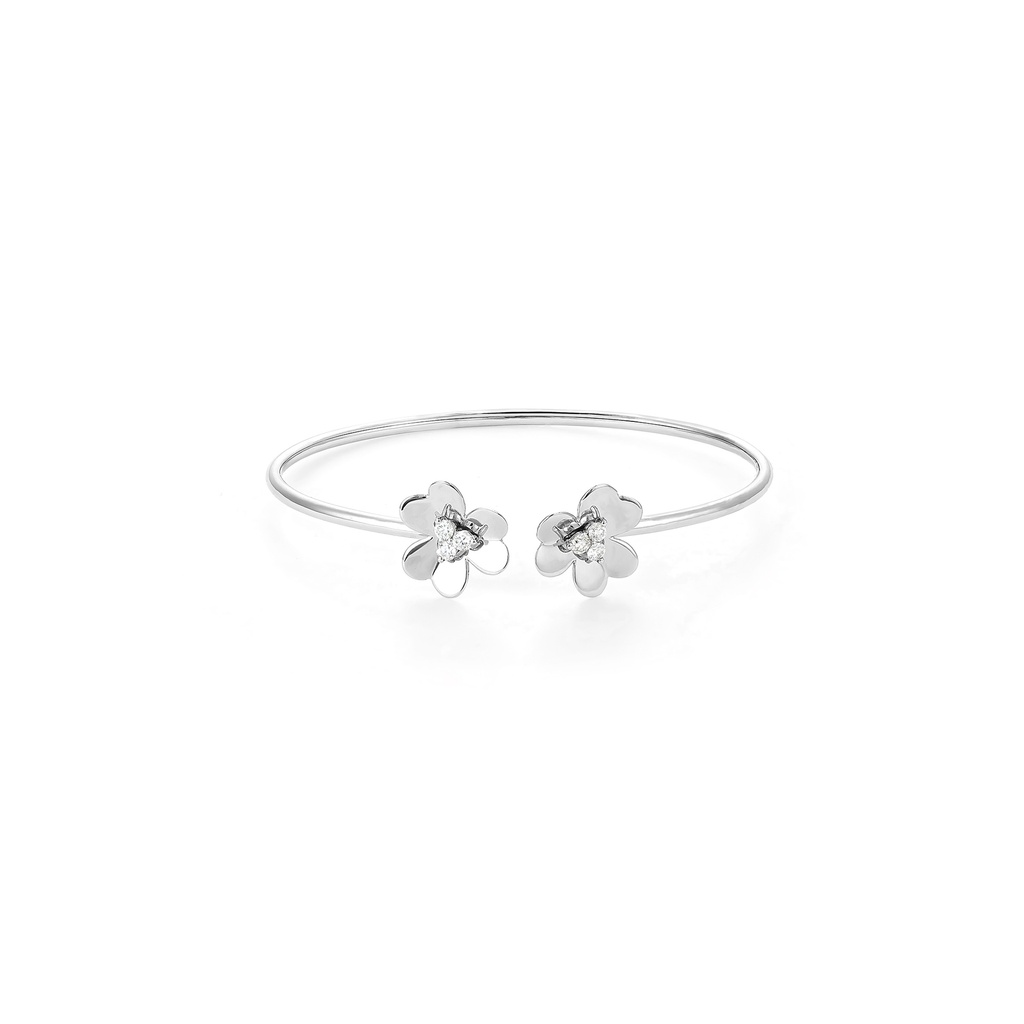Flower Triple Diamond Open Bangle