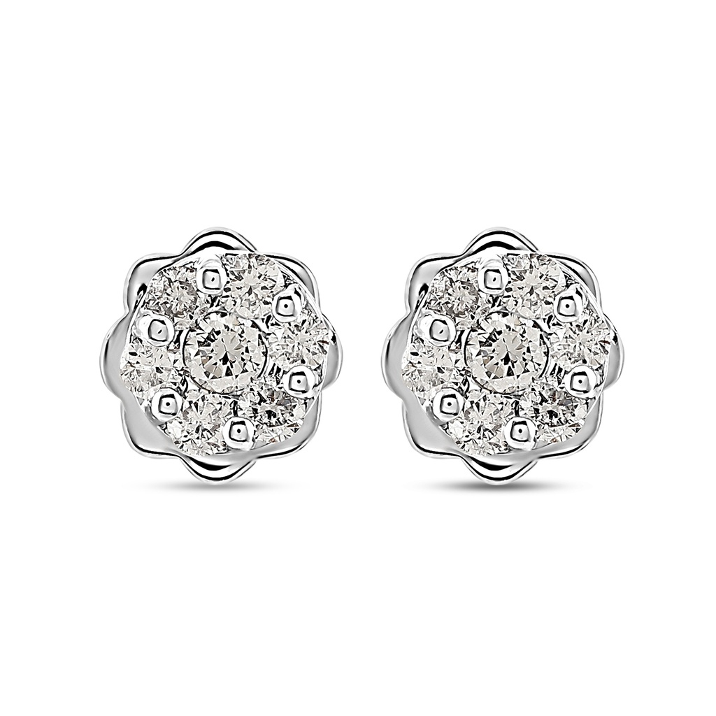 Flower Charm Diamond Stud Earrings