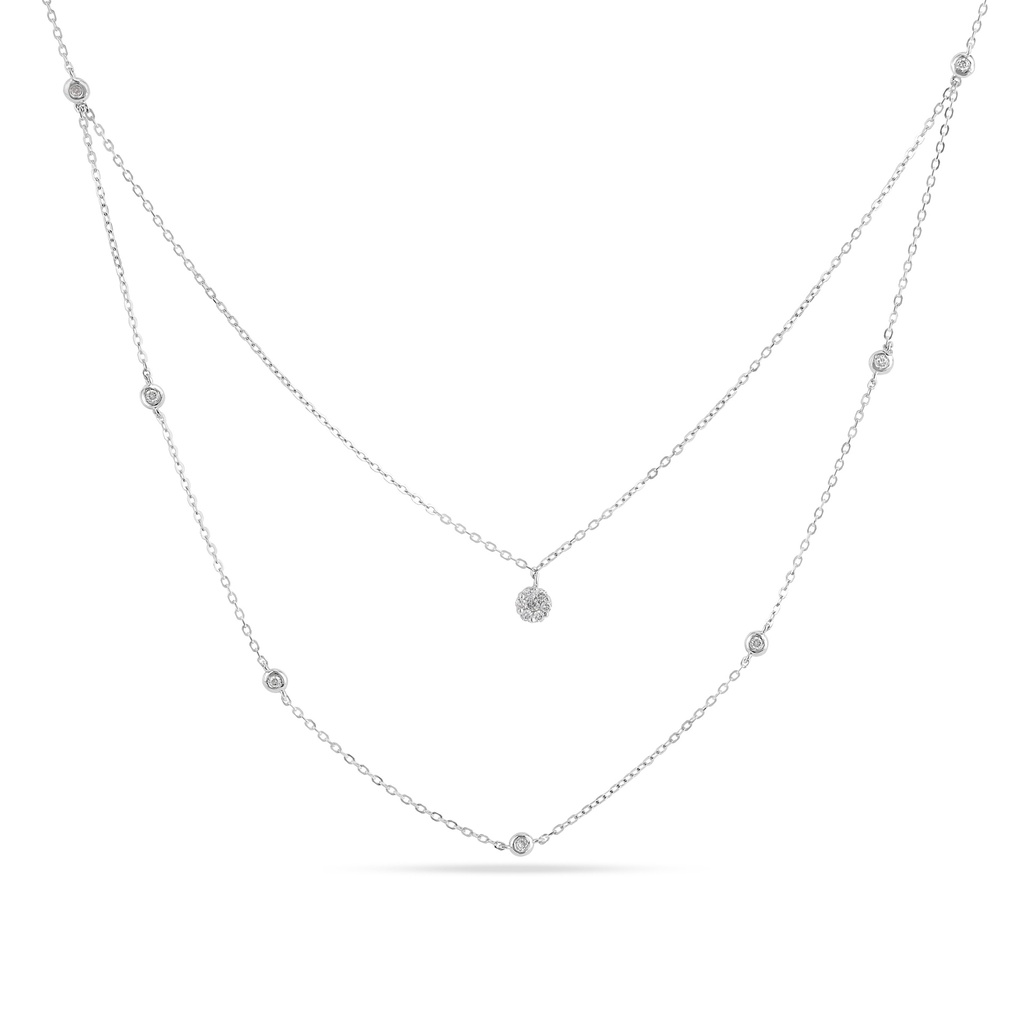 Double Layer Multi Drop Diamond Necklace