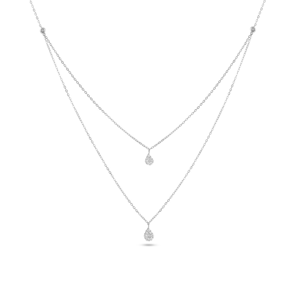 Double Layer Pear Drop Diamond Necklace